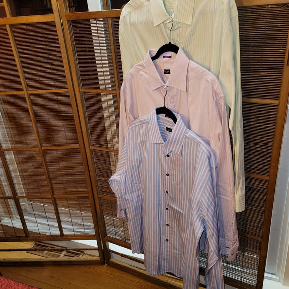 3 Paul Smith Italy dress shirts XL/17.5 pink, blue, lime - Picture 8 of 10